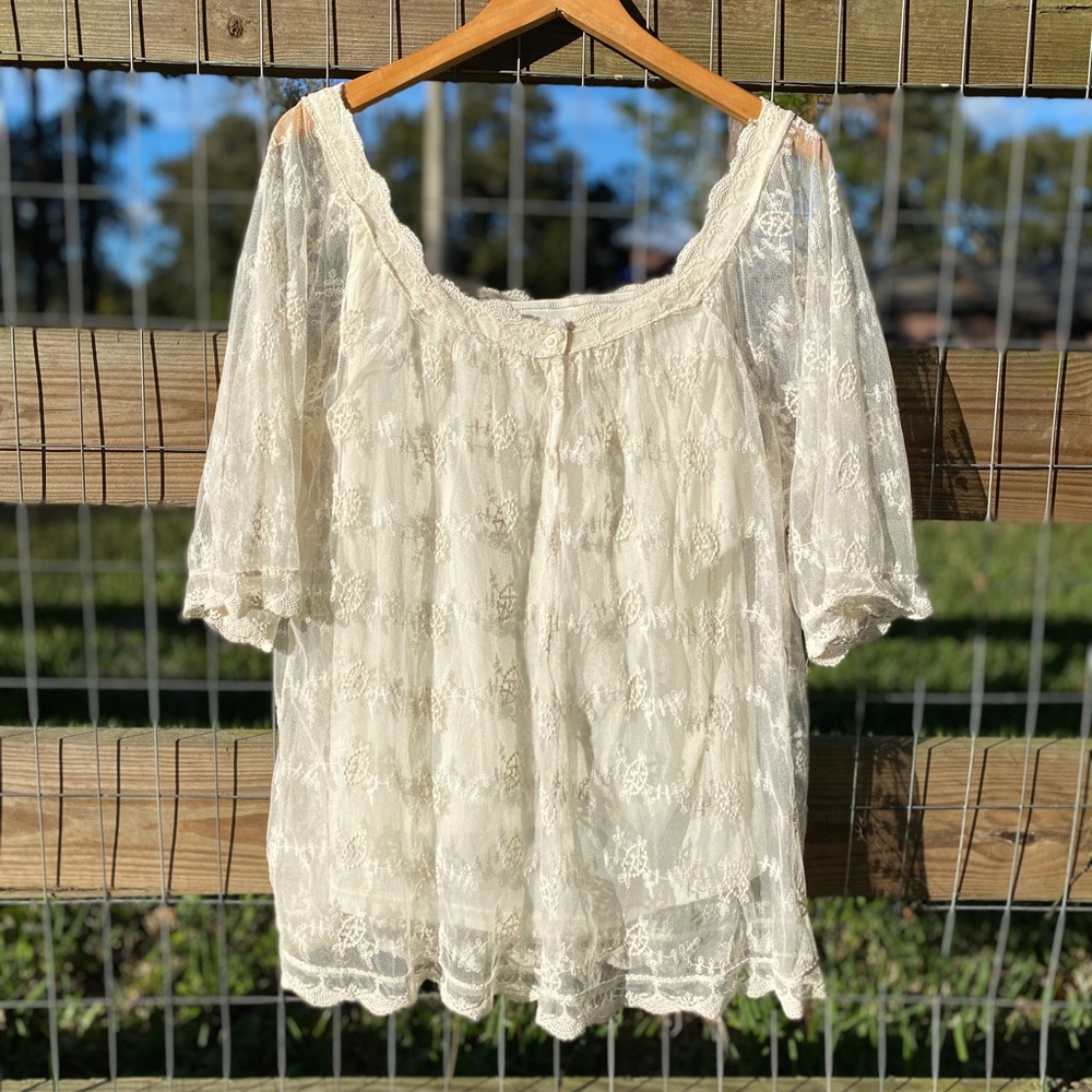 Cato Cream Sheer Blouse with Tank